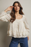 Rebecca Ruffle Hem Peasant Blouse