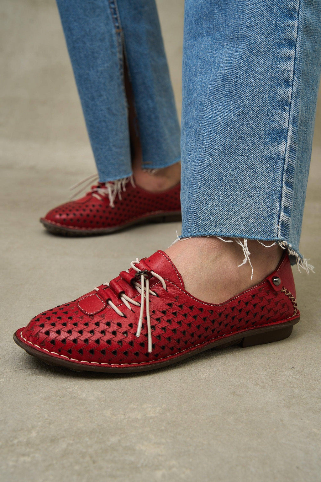 Olive JABIN Leather Flats