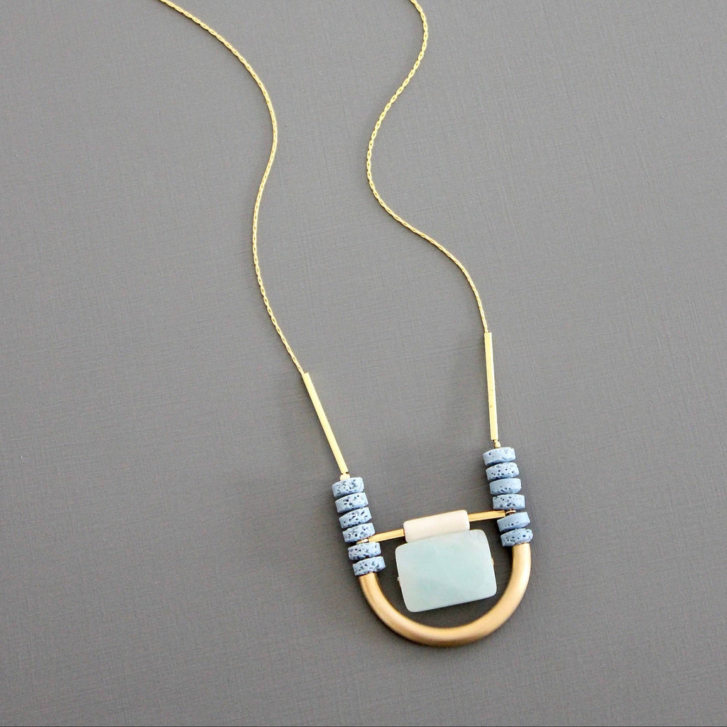 Amazonite & Lava Bead Necklace