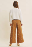 Embroidered Floral Cotton Spandex Pants