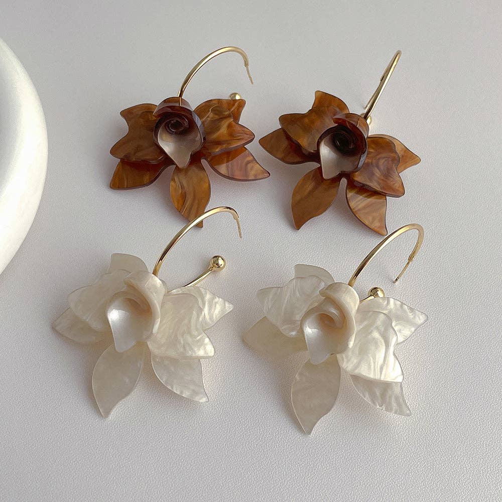 Vintage Large Flower Petal Dangle Earrings DP25D828