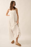 Lace and Crepe Paneled Maxi Dress