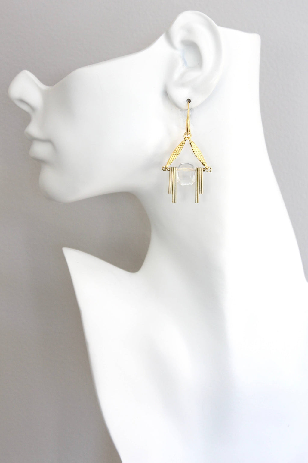Acrylic and brass geometric earrings