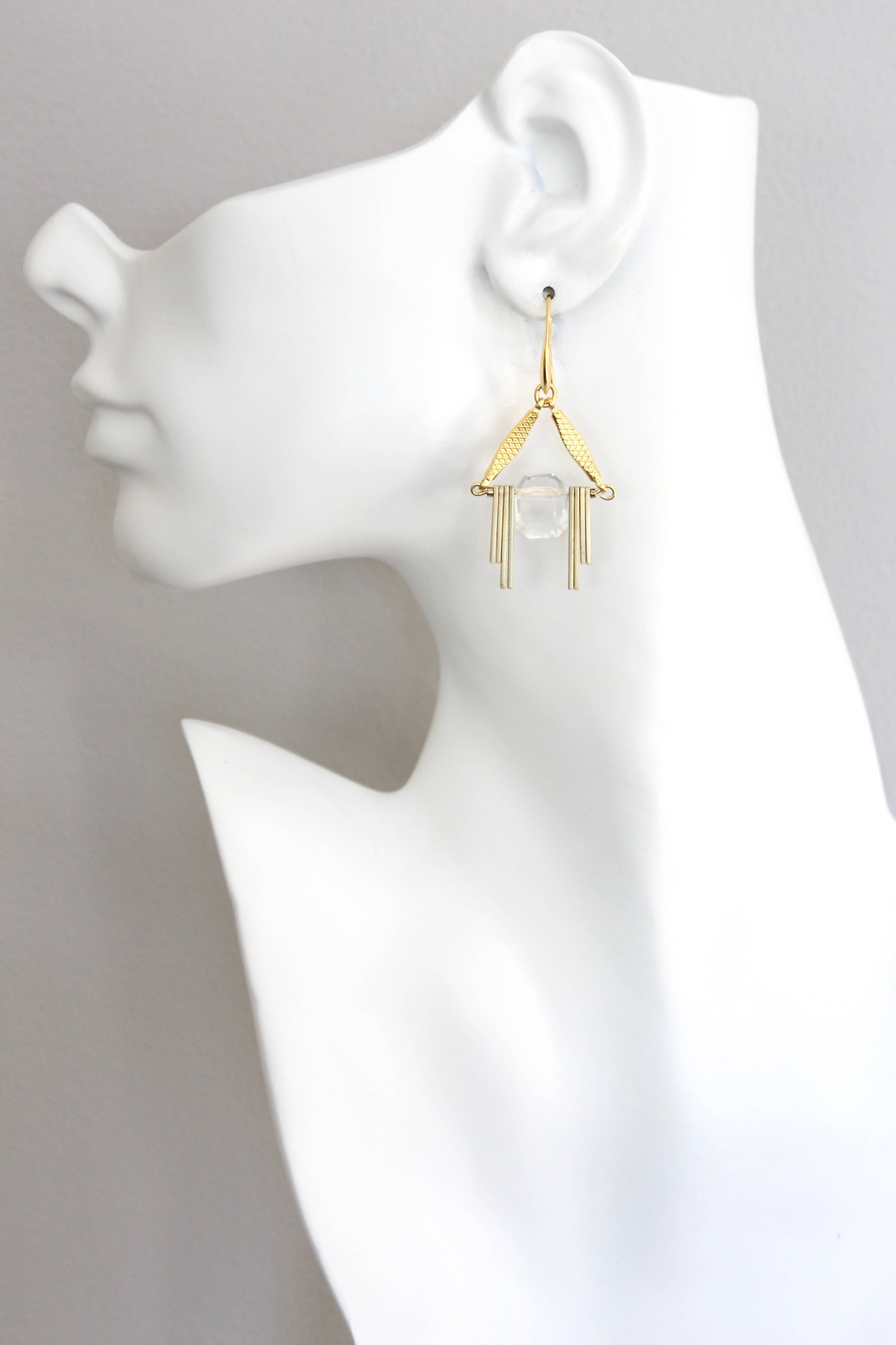Acrylic and brass geometric earrings