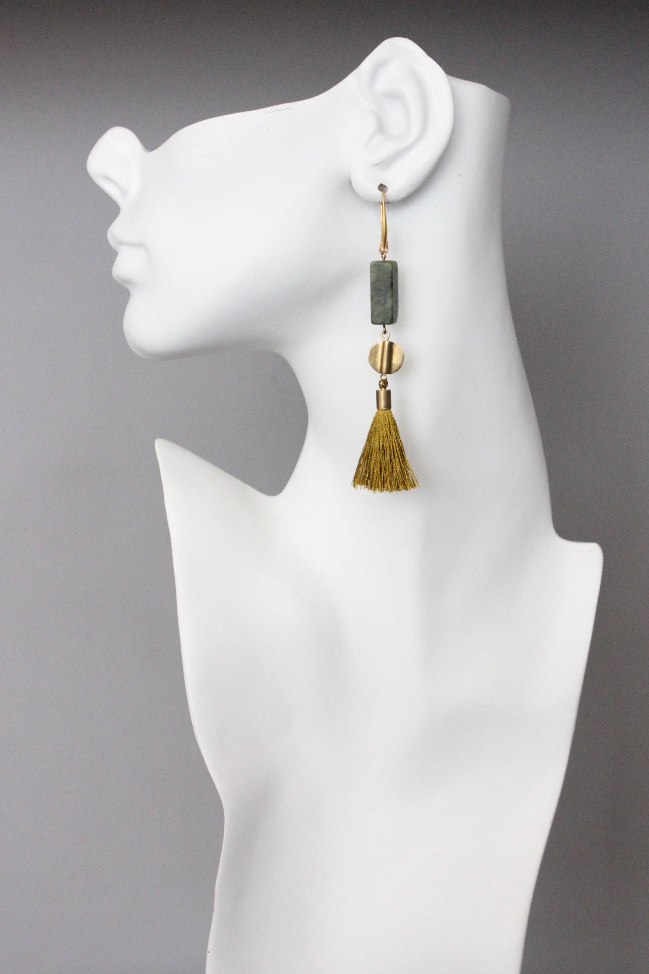 Athena Jasper and tassel earrings
