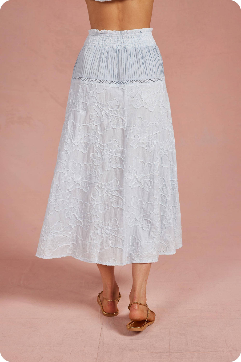 Floral Embroidery Cotton Lace Trim Top