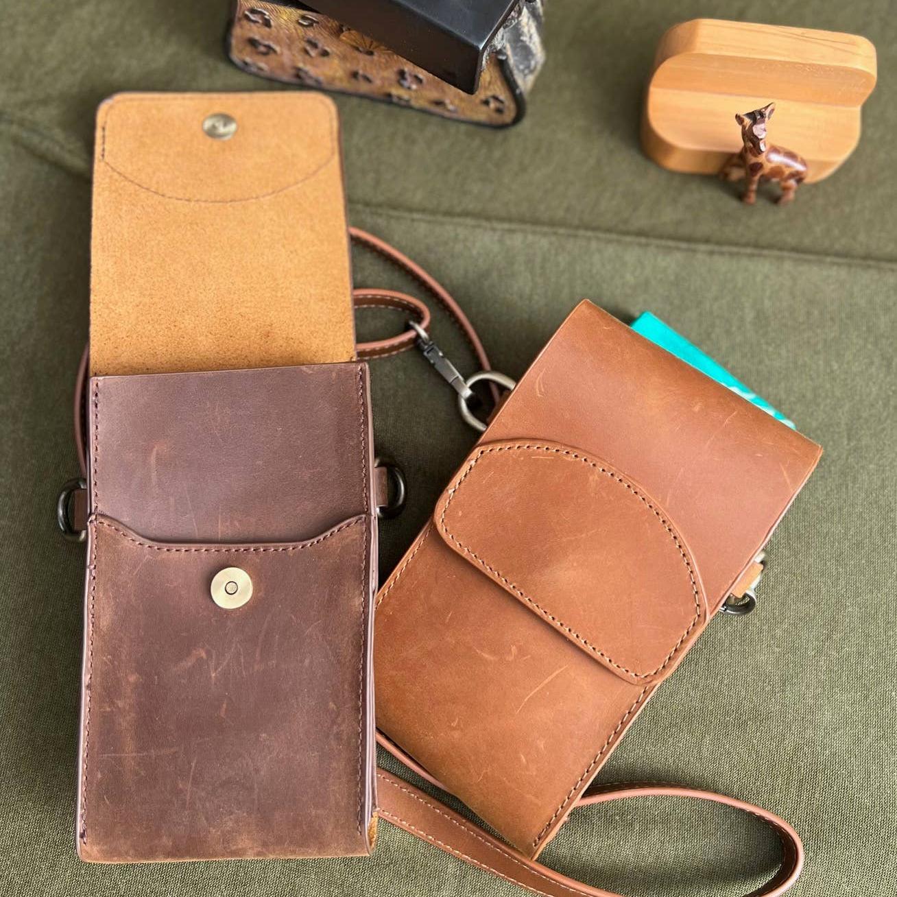 Vintage leather phone bag mini crossbody