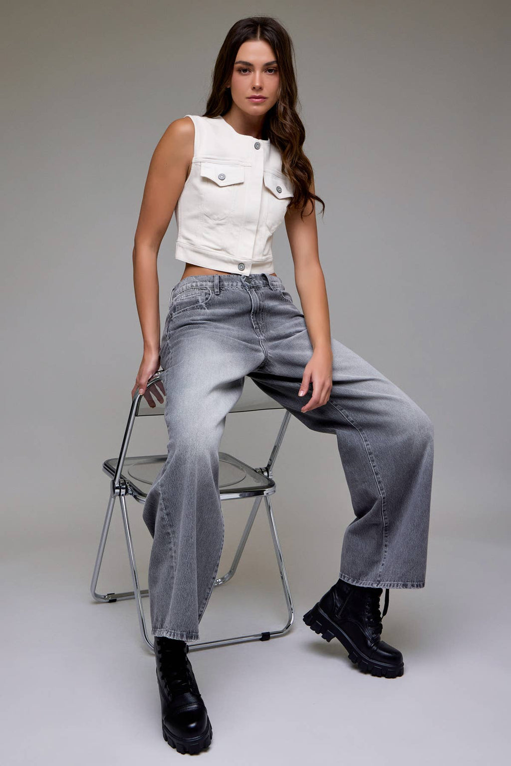 Gray Washed Clean Classic Oversized Baggy Jean