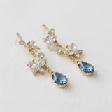 Vintage Blue Crystal Butterfly Stud Earrings