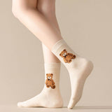 Cute Simple Brown Bear Pattern Crew Socks_CWMS0950: Beige / (OS) 3