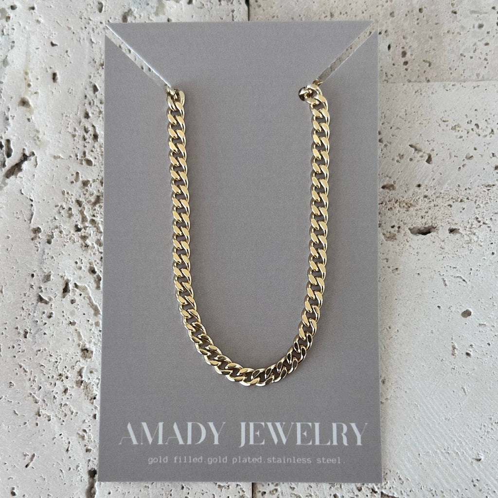 Gold Curb Chain Layering necklace 18k gold-filled