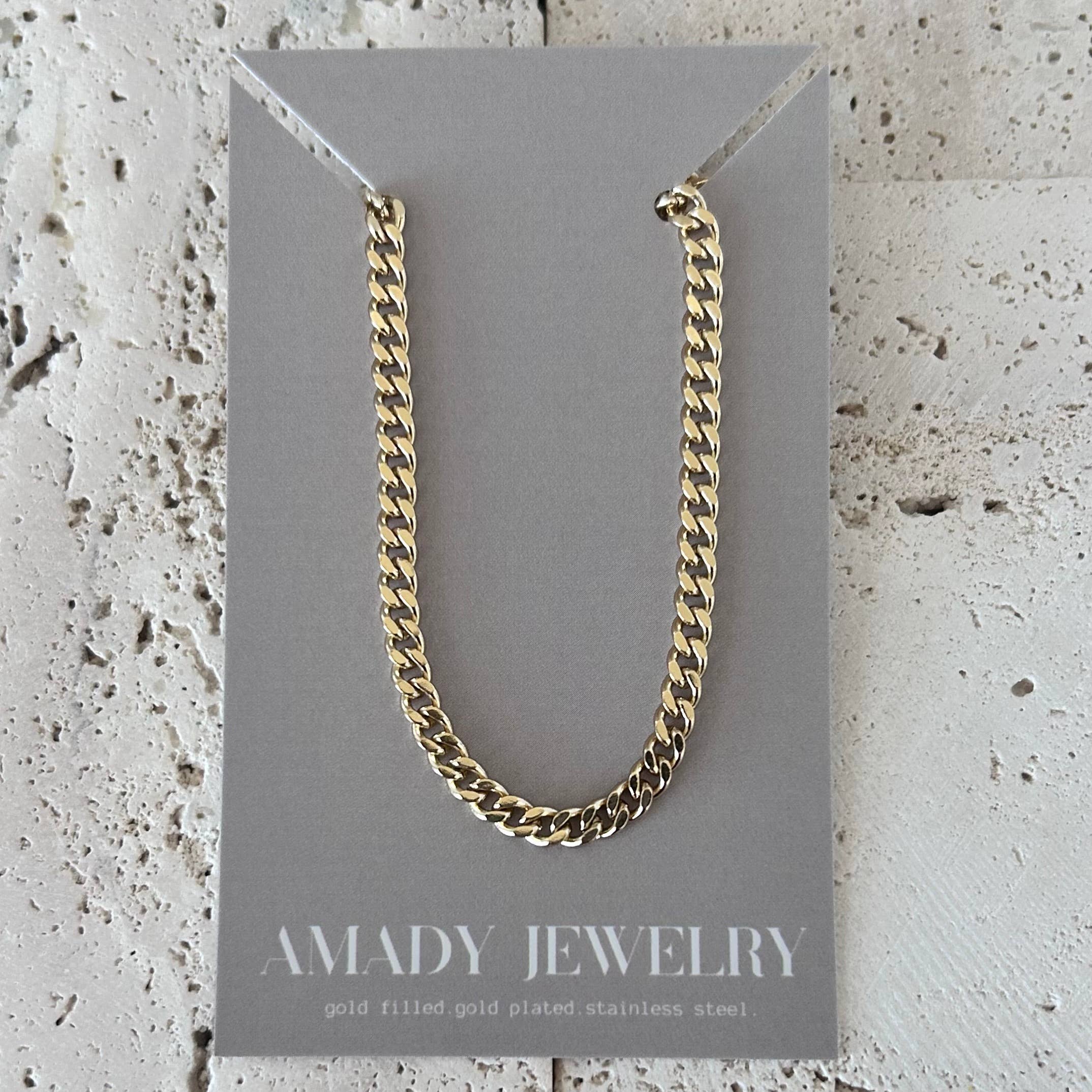 Gold Curb Chain Layering necklace 18k gold-filled