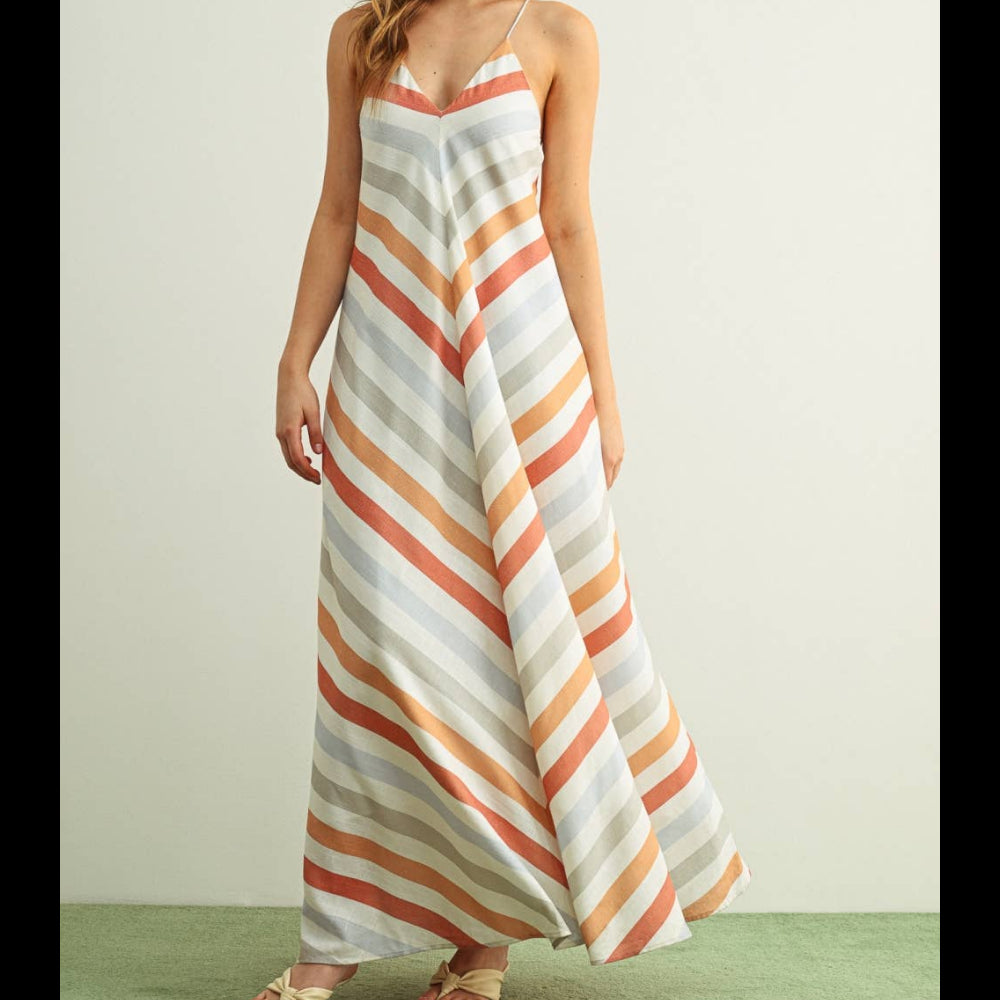 BAELYNN MULTI COLOR WIDE STRIPE DRESS