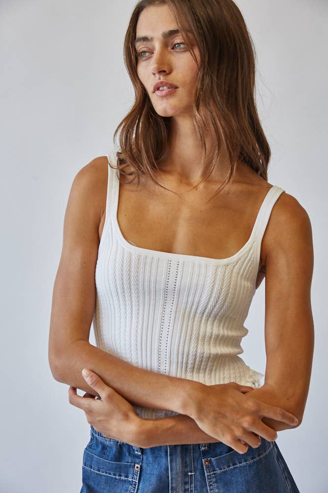 White Knit Corset Top