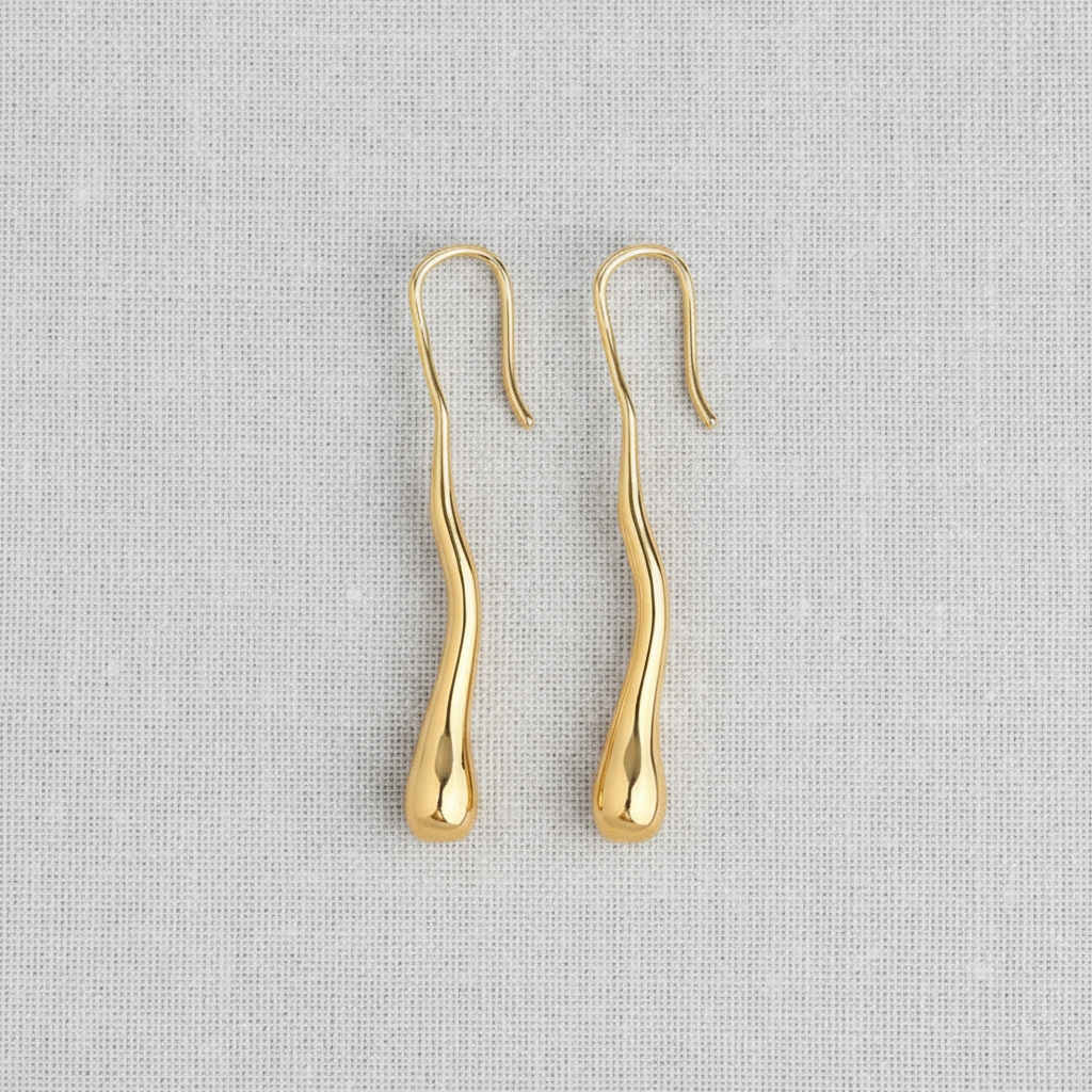 Sculptural Irregular Liquid Metal Teardrop Earrings