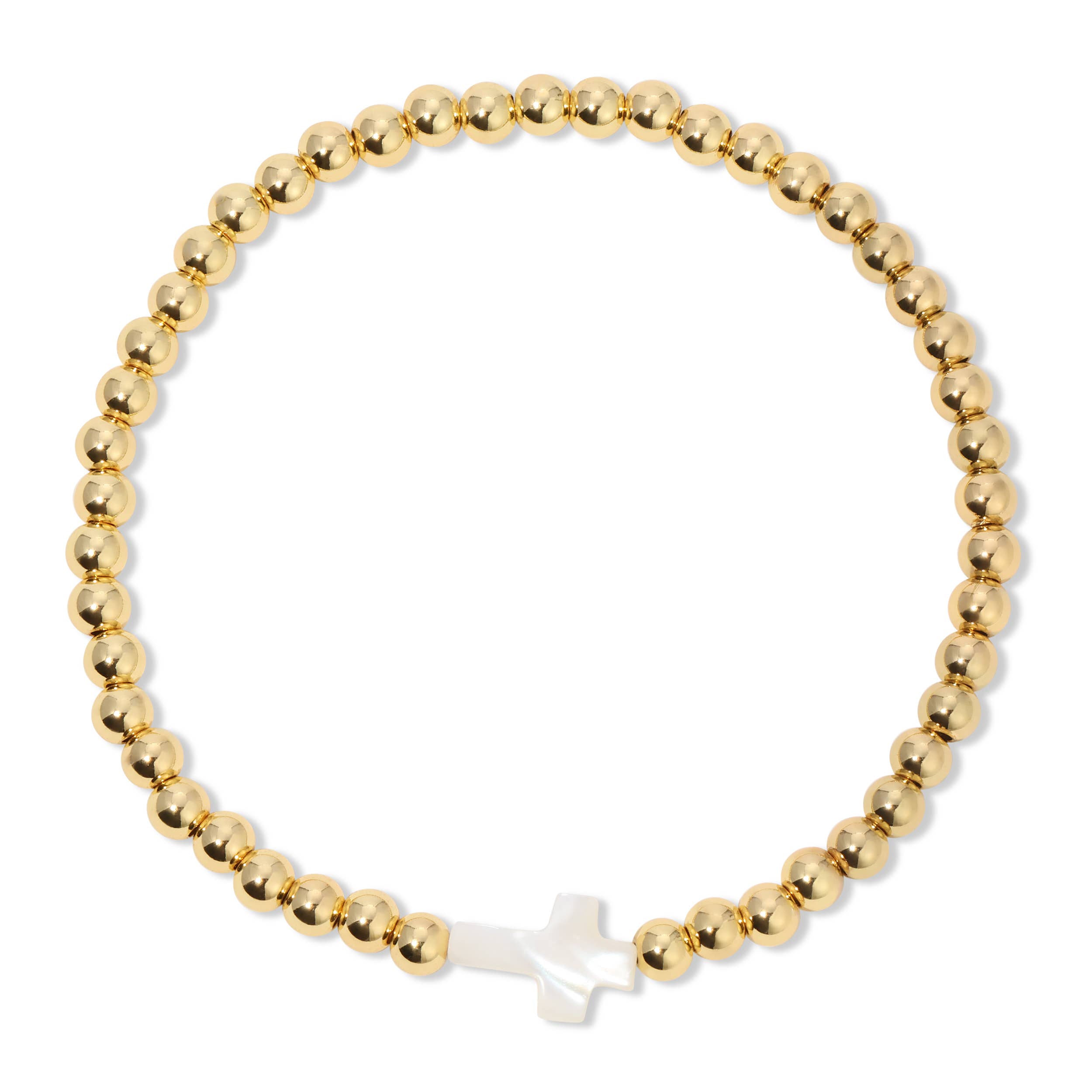 4mm Stretch Breaded Bracelet w/ Cross