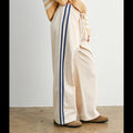Striped Wide-Leg Drawstring Track Pants
