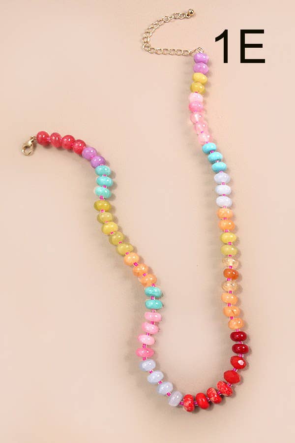 NATURAL AGATE GLASS SEMI PRECIOUS BEAD NECKLACE