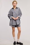 Pinstripe Button Down Shirt and Shorts Set