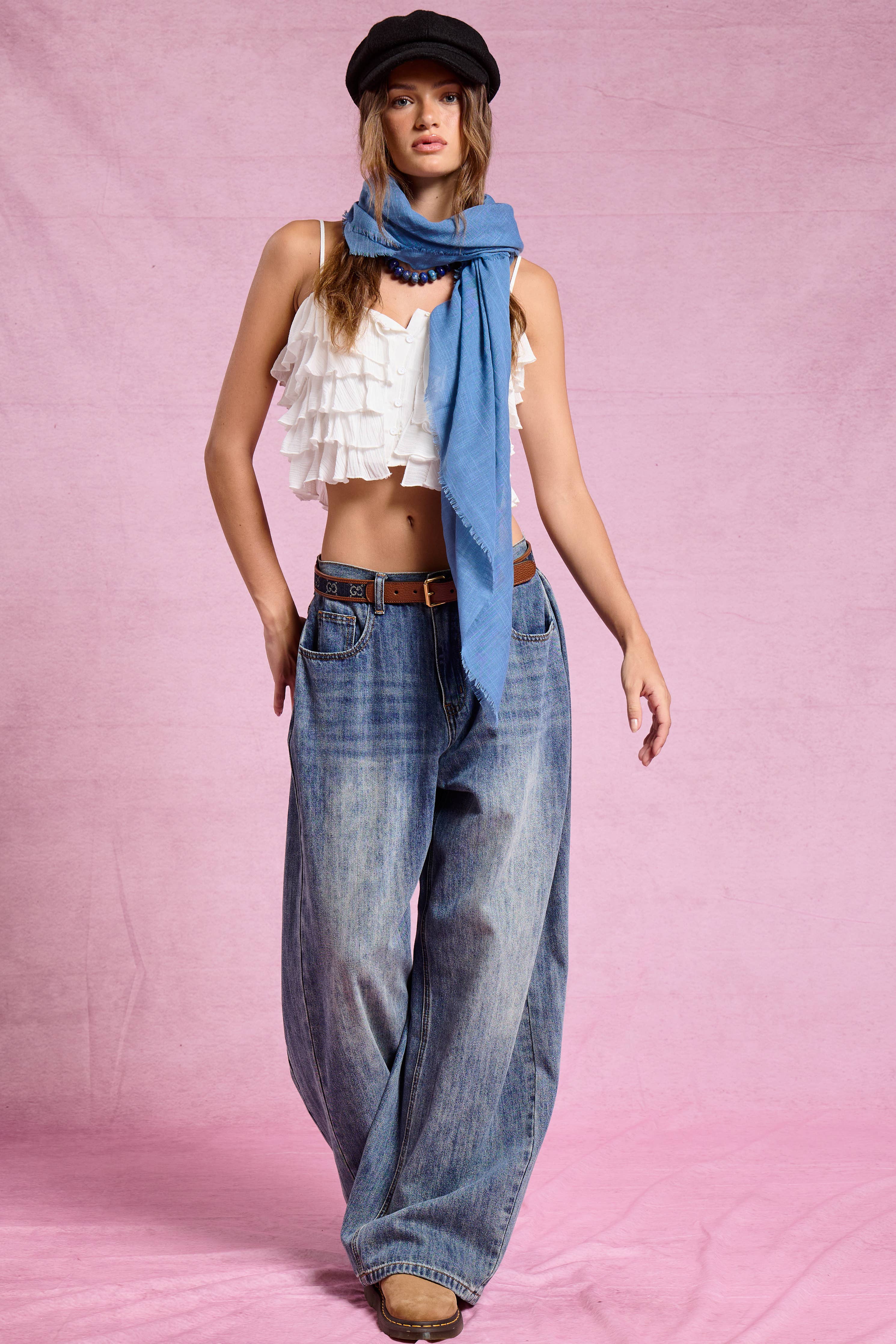 Stonewash Wide Leg Baggy Denim Jeans