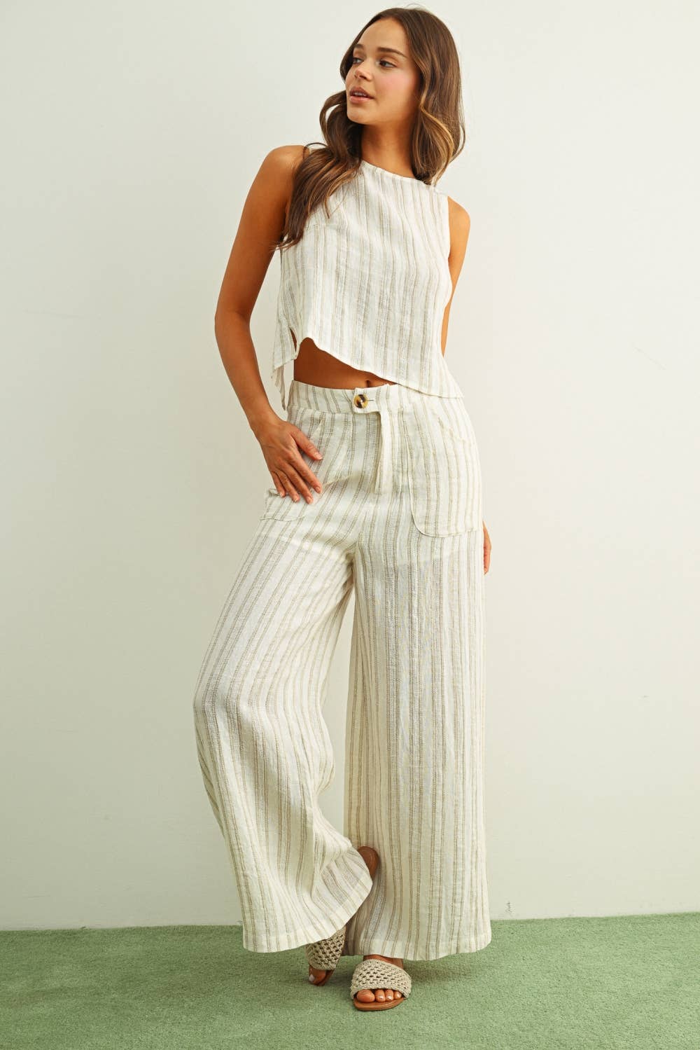 JACQUARD LINEN PANTS
