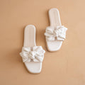 The Ginny | White Textured Bow Slide