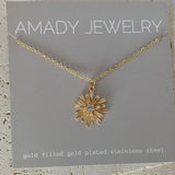 Cute Little Daisy Flower Charm necklace 18k Gold Filled chai