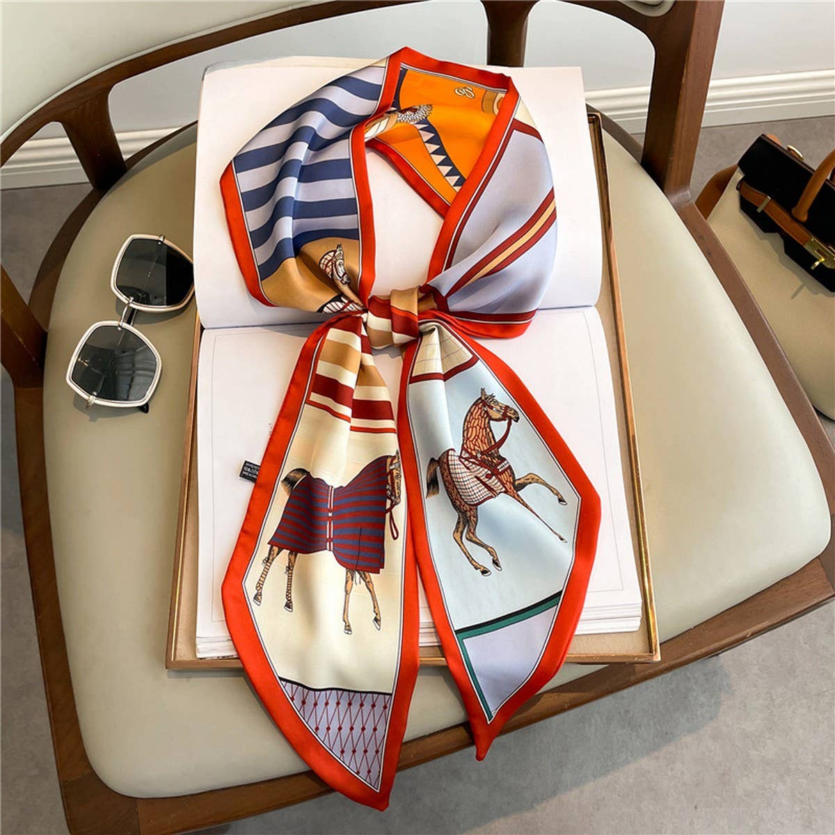 Skinny Silk Scarf for Hair, Neck or Bag Wrap_CWASC1512🎗️