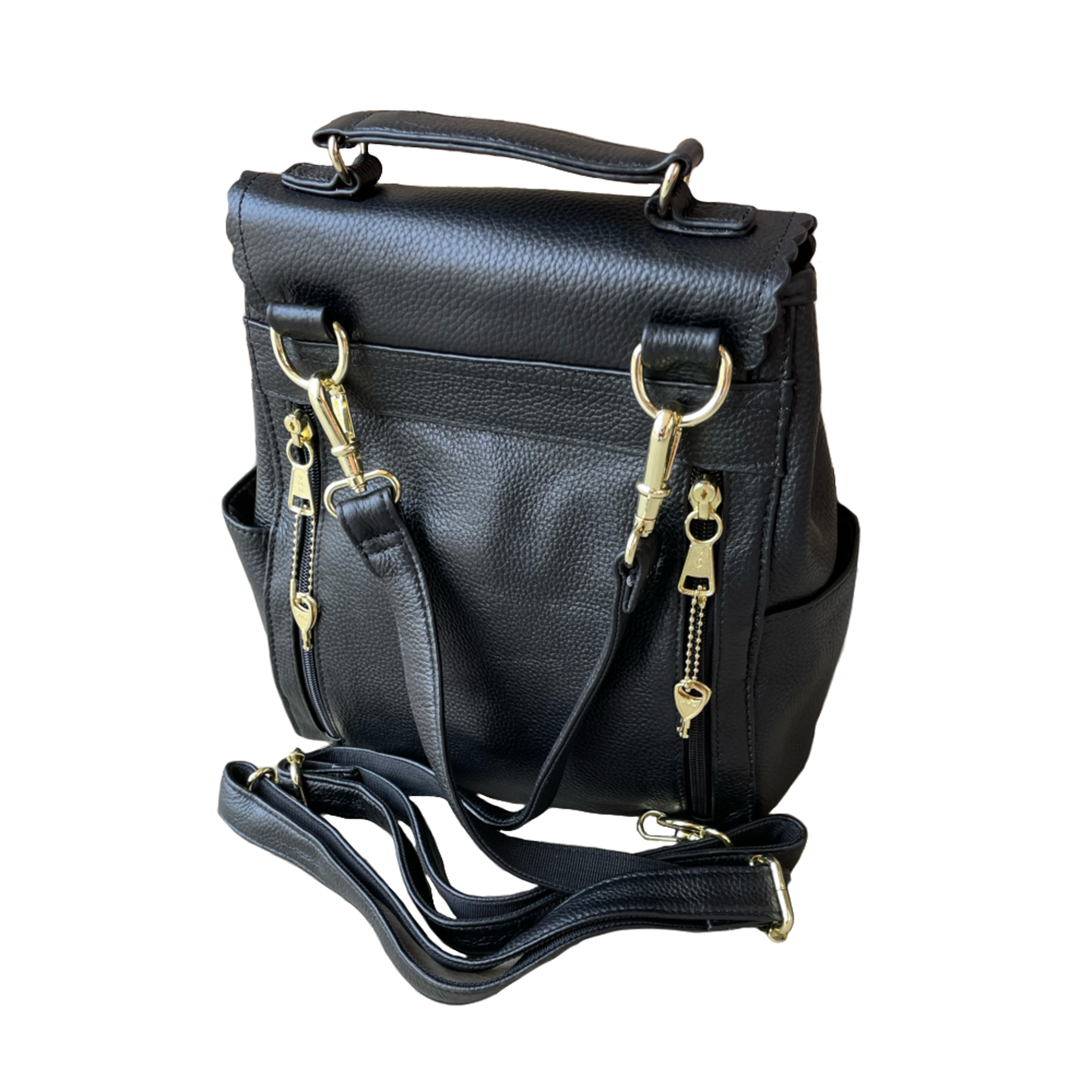 Top grain cowhide leather back pack crossbody shoulder bag