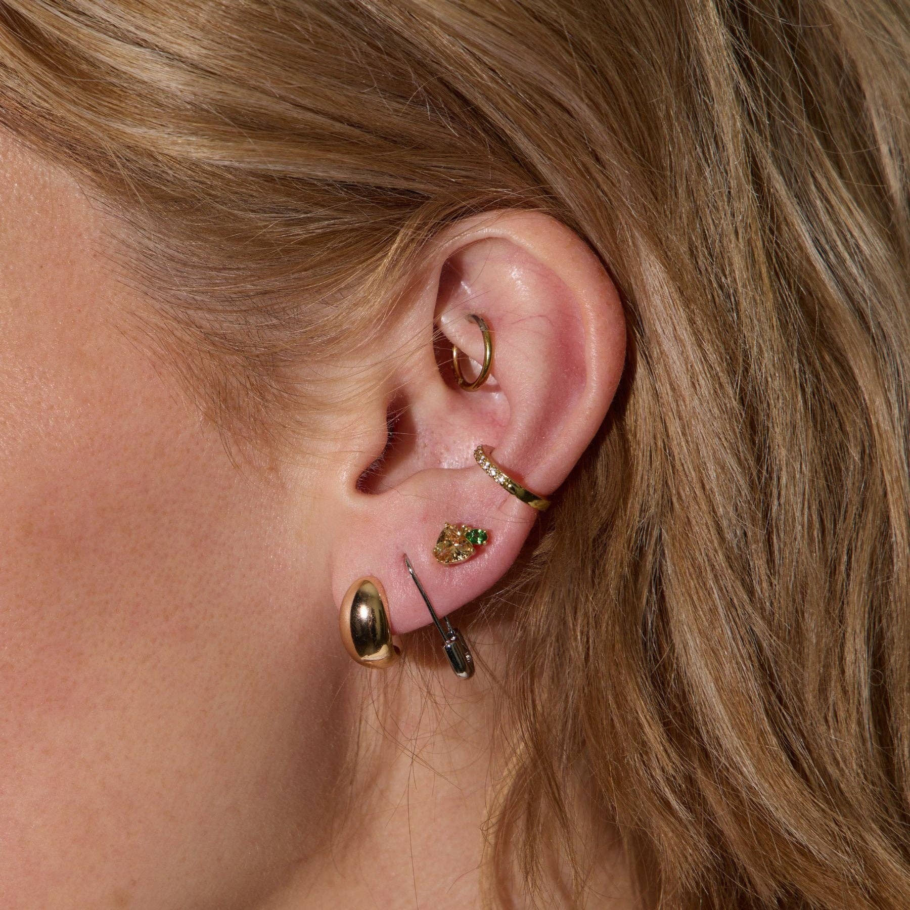 Safety Pin Threader Earrings - Gold