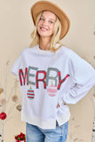 Merry With Ornament Patchwork Oversized Long Sleeve Top