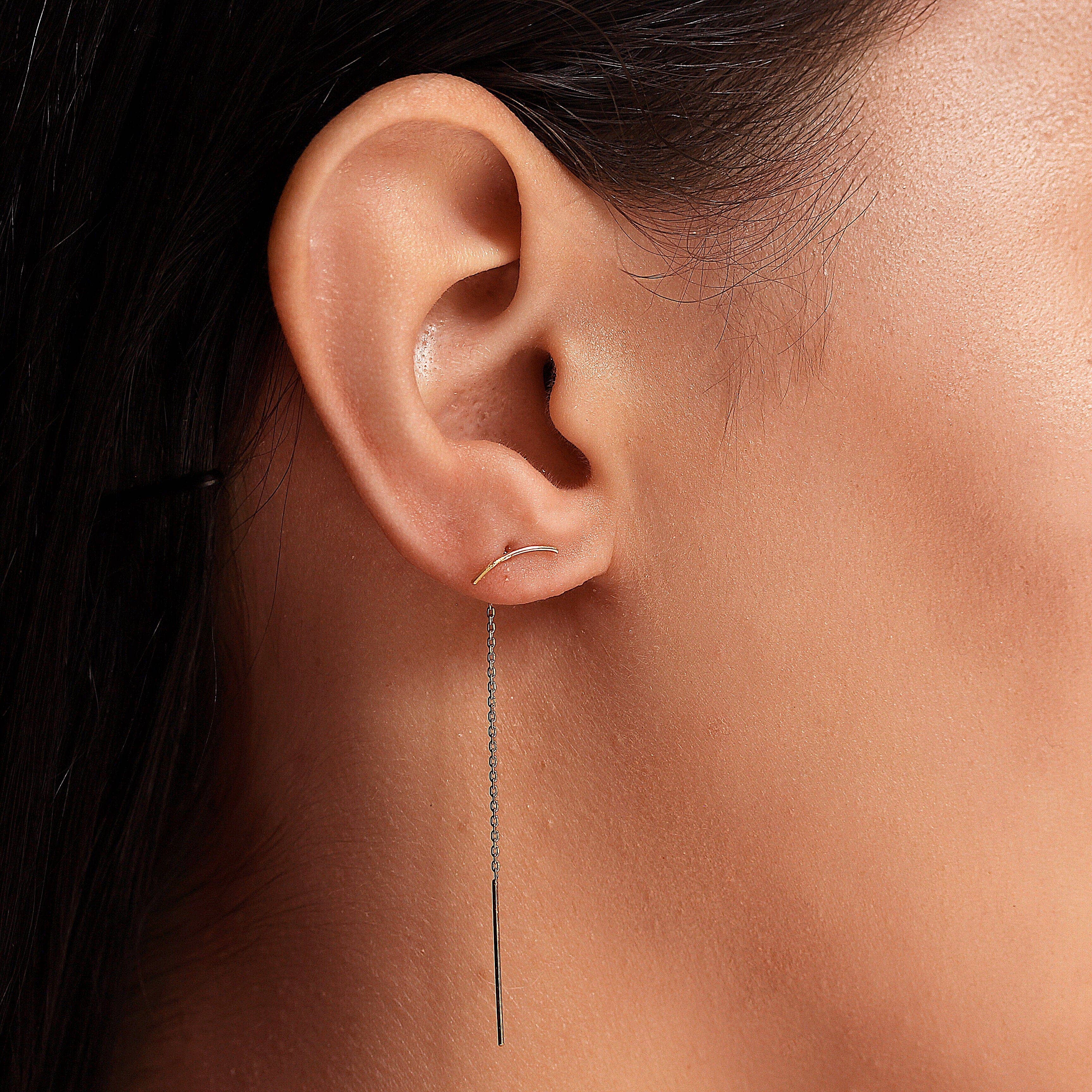 Simple Curved Bar Threader Earrings
