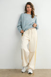 Striped Wide-Leg Drawstring Track Pants - BMP8039