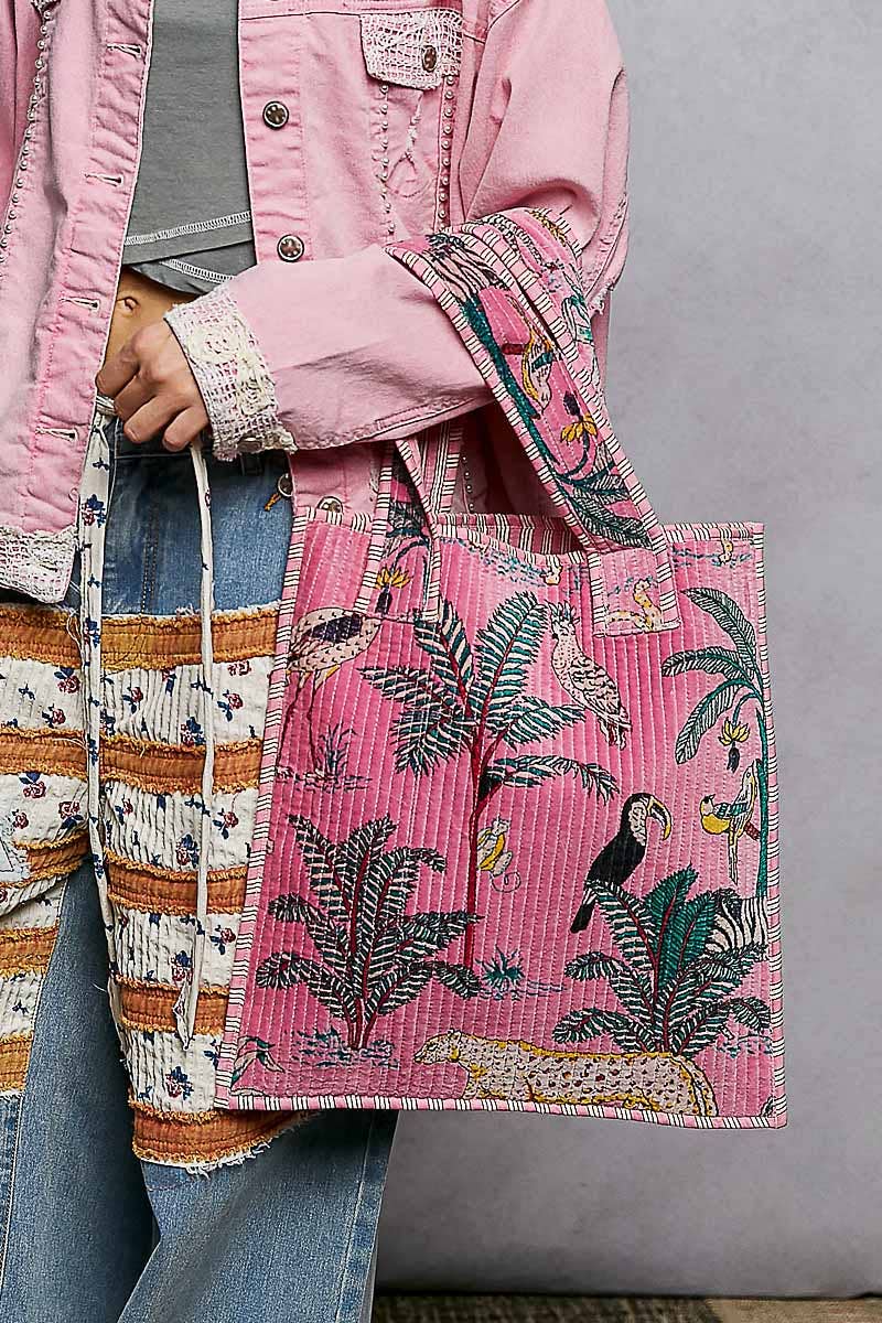 Everyday Quilted Striped Tote Bag