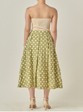 Linen Polka Dot Midi Full Skirt