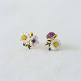 Gold Plated Drip Glaze Floral Stud Earrings