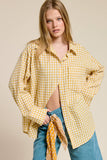 Open-Pack Oversized Gingham Button Down Shirt