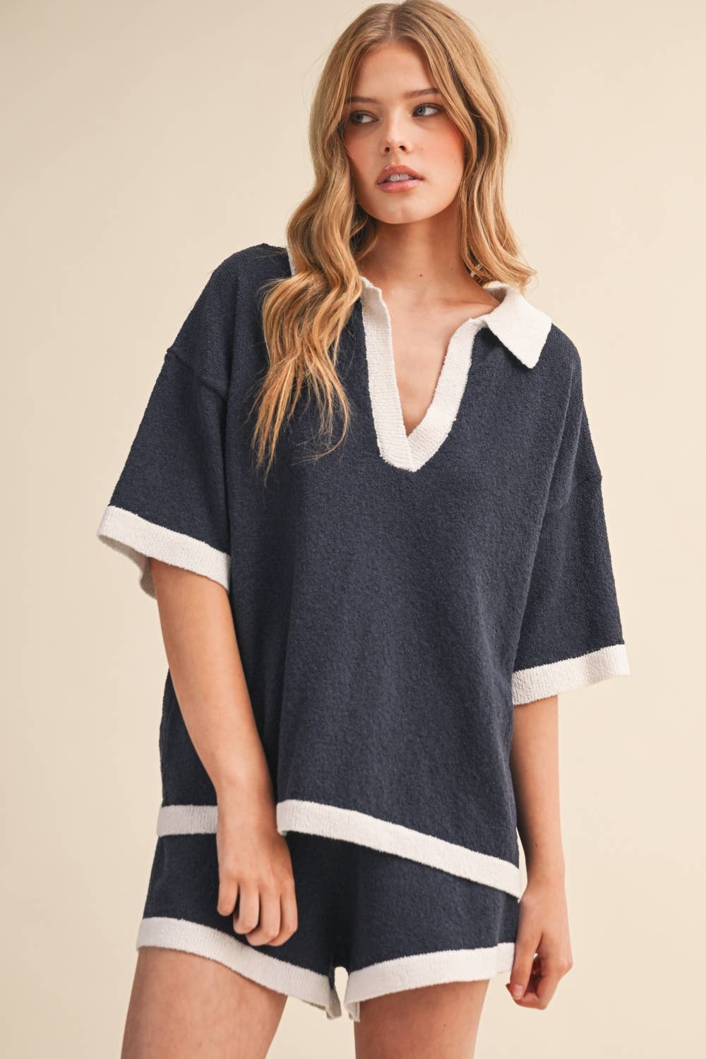 KNIT CONTRAST EDGE SHORTS