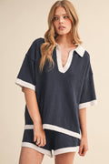 KNIT CONTRAST EDGE SHORTS