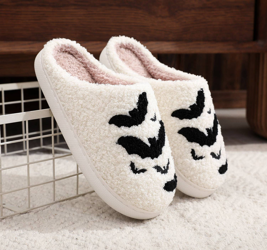 Halloween Bat Fleece Fluffy Home Slippers