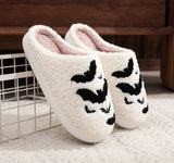 Halloween Bat Fleece Fluffy Home Slippers