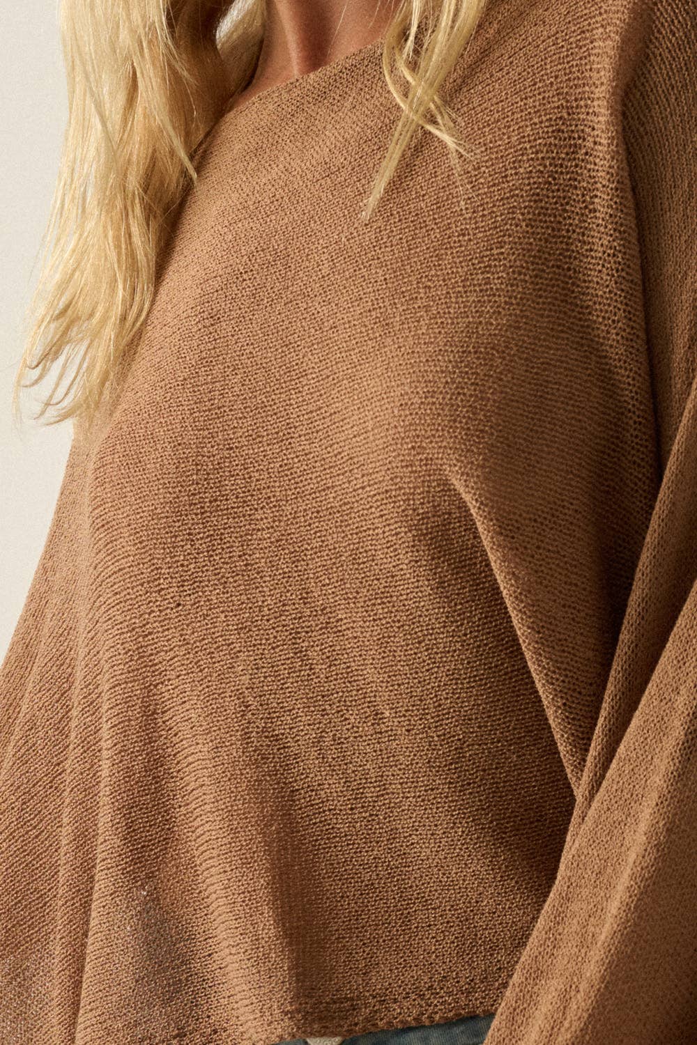 Cropped Poncho Style Knit Sweater
