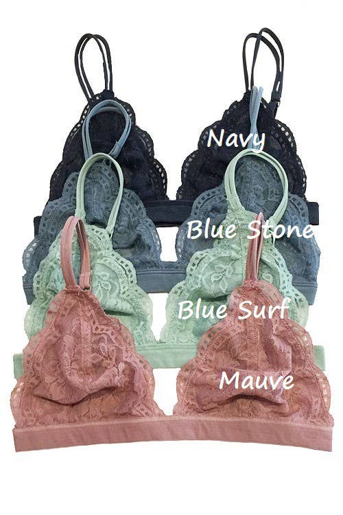Floral Sheer Lace Triangle Lowcut Mesh Lined Bralette