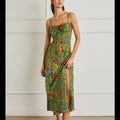Floral Ruched Bust Slit Dress