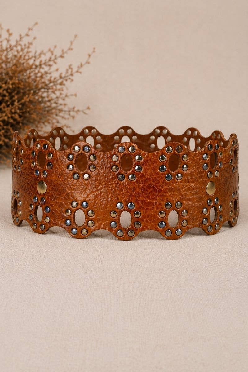 Draco light brown leather sash belt