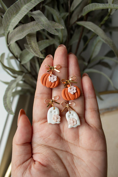 Fall Bow Pumpkin Dangles