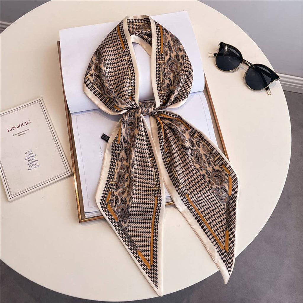 Skinny Silk Scarf for Hair, Neck or Bag Wrap_CWASC1512🎗️