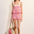 Knitted Stripe Sleeveless Peplum Top