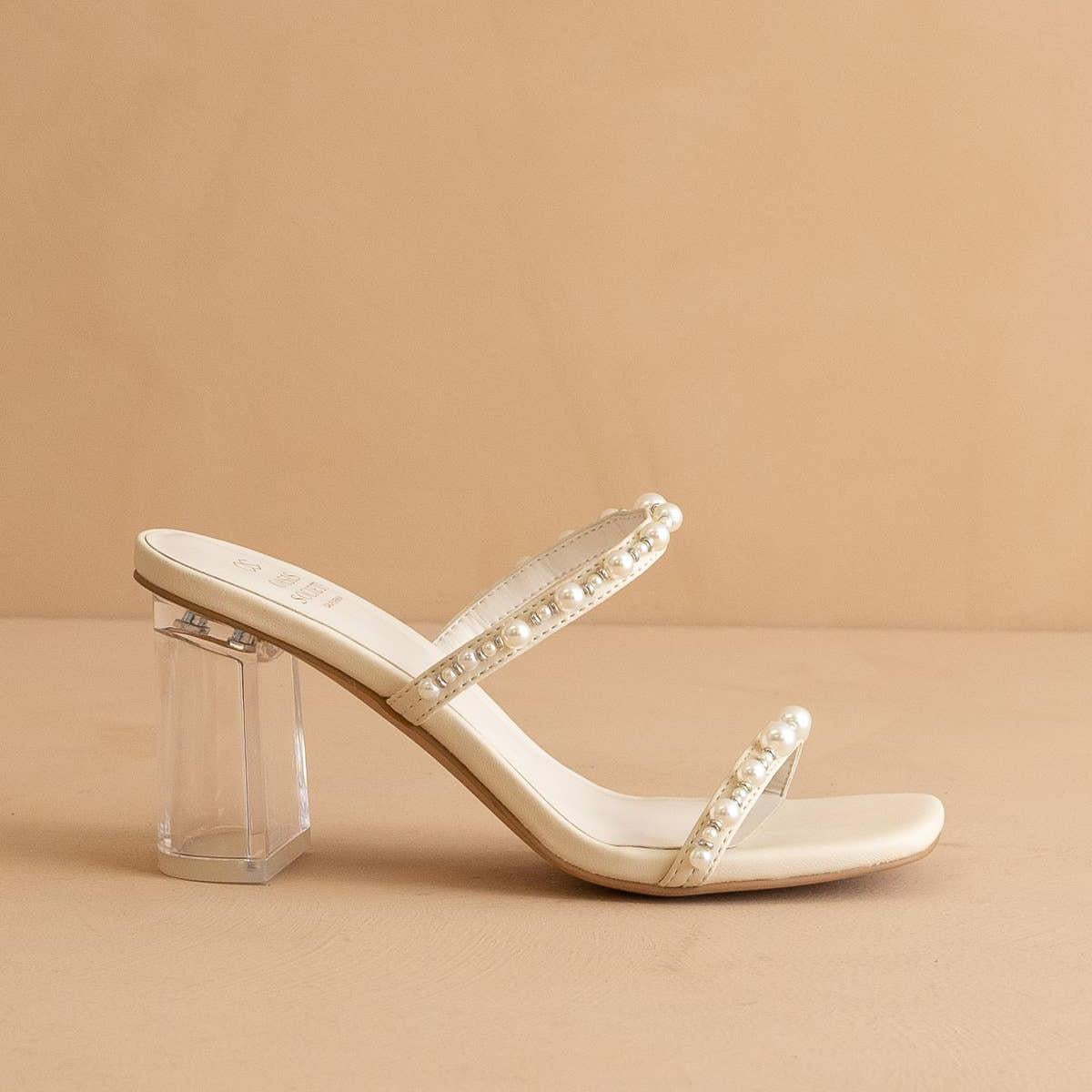 The Mae Beige | Strappy Pearl Heel