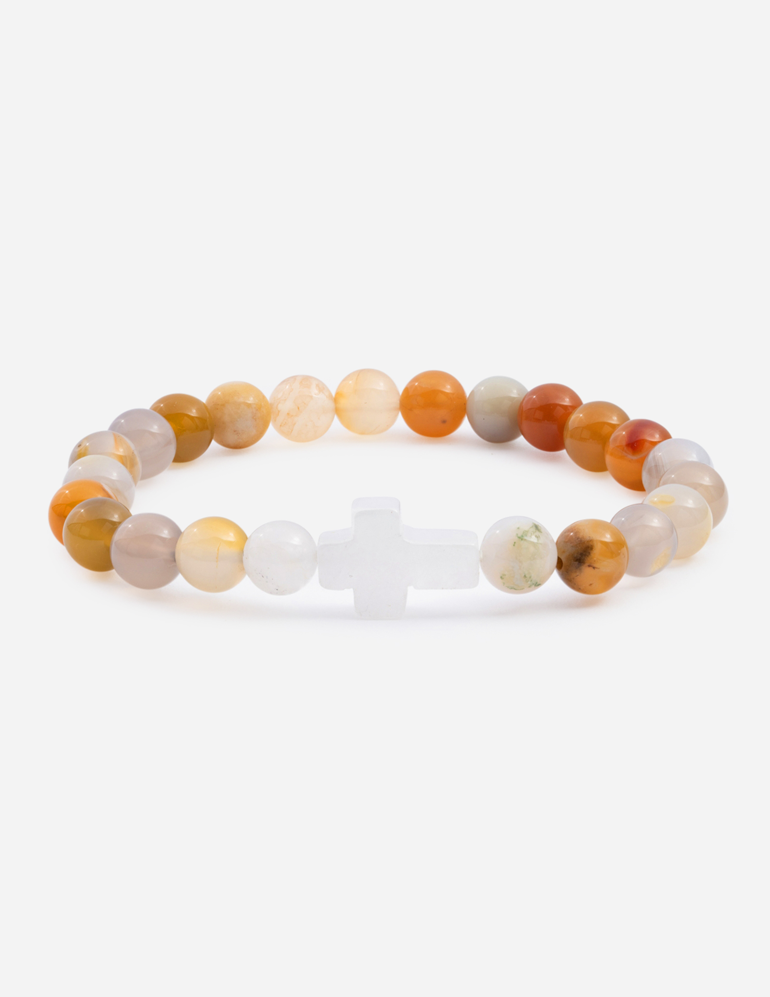 Israel White Crystal Cross Beaded Bracelet